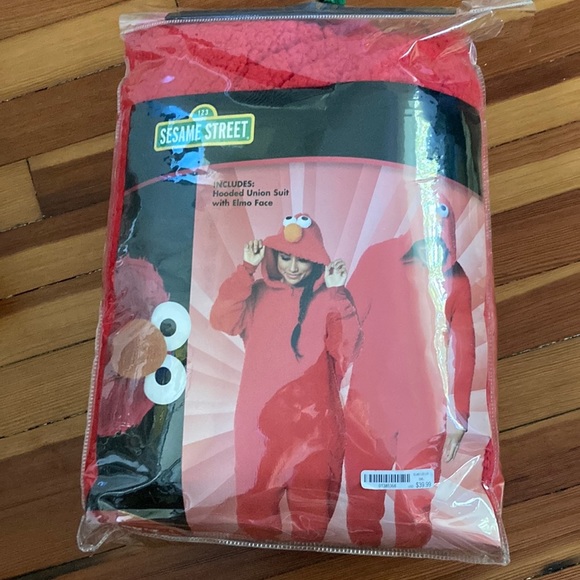 Sesame Street Other Sesame Street Adult Elmo Union Suit With Hood